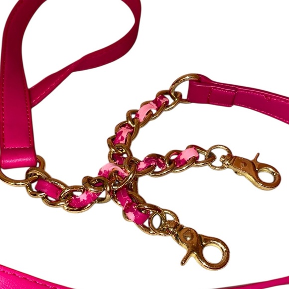 Betsy Johnson Satchel Style Purse with Large Bow Detail & Shoulder Straps PINK - Picture 7 of 12